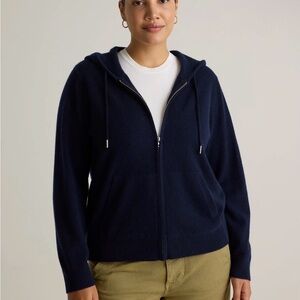 Quince Mongolian Cashmere Women's Zip-Up Hoodie Navy Size XL